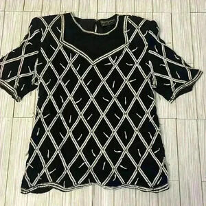 Vintage Pure Silk Beaded and Sequin Top